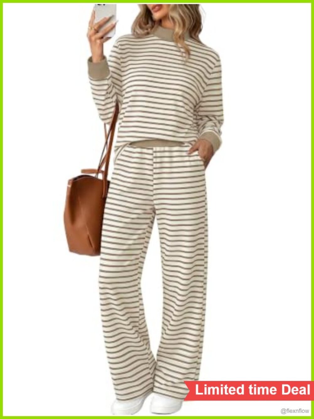 Two Piece Set Mock Neck Long Sleeve Wide Leg Pants Loungewear